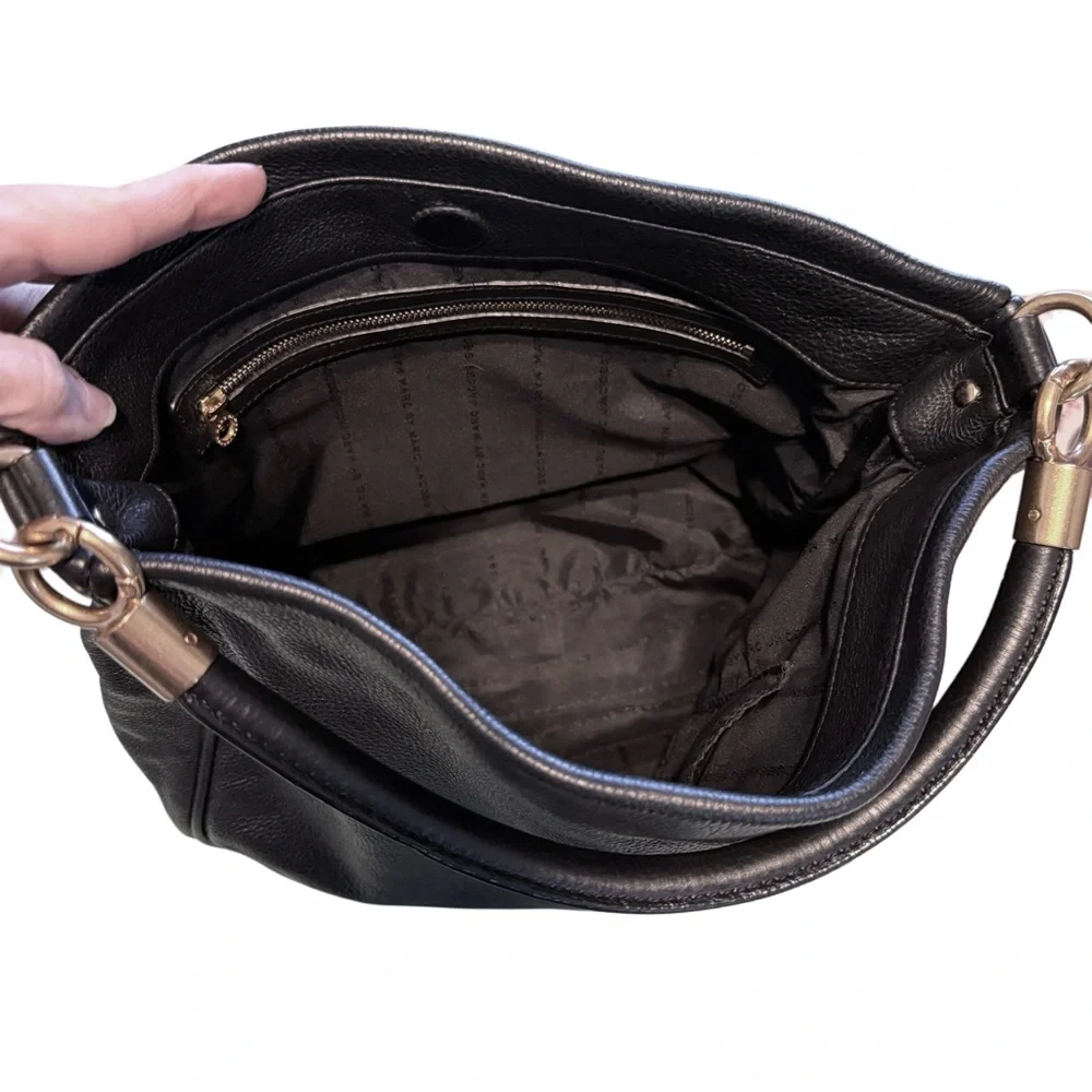 Marc by Marc Jacobs Black Pebbled Leather Hobo Bag Gold Hardware Shoulder Purse
